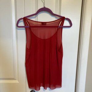 Wilfred Free Sheer Red Tank Top, Size Small